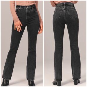 Abercrombie The 70s Vintage Flare Jeans Ultra High Rise Washed Black Size 24/ 00